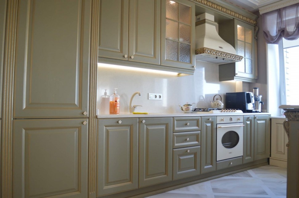 Хай-тек европейская рамочный мдф кухня Deluxe, ДСП 1м Вариант 1990