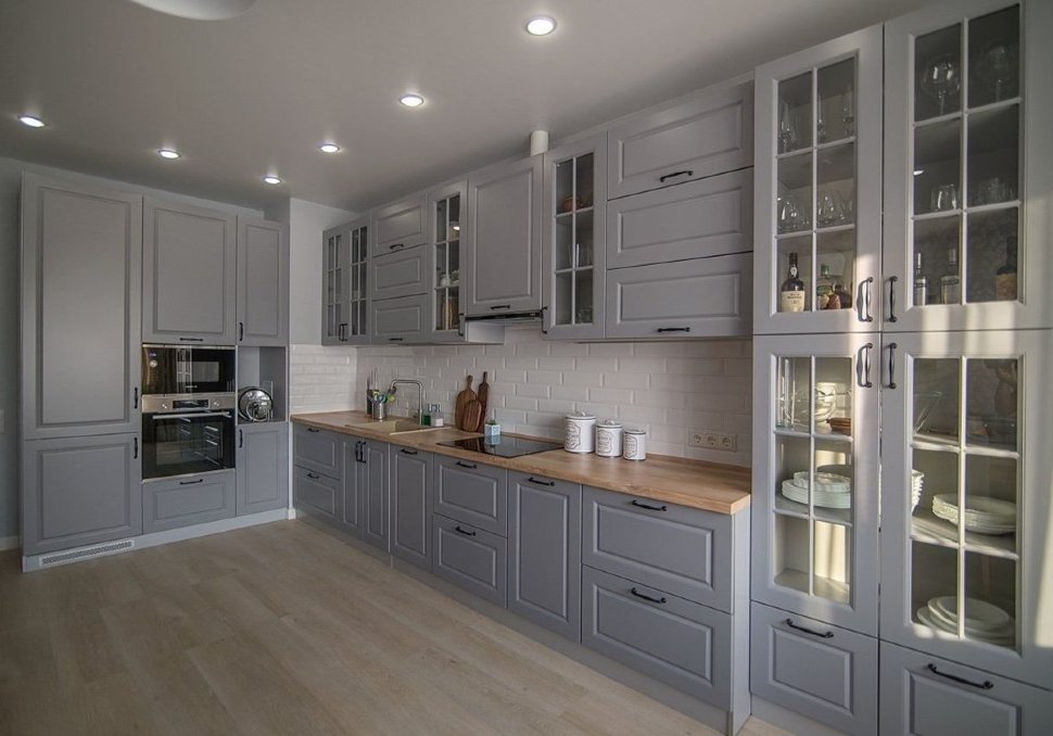 Барокко итальянская стеклянная кухня Germes, ДСП 1м Вариант 973