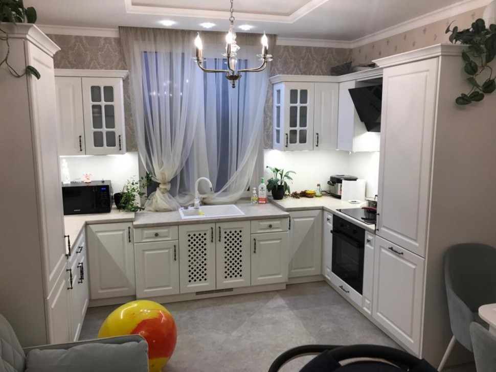 Минимализм американская кухня стекло Deluxe, ДСП 1м Вариант 2185