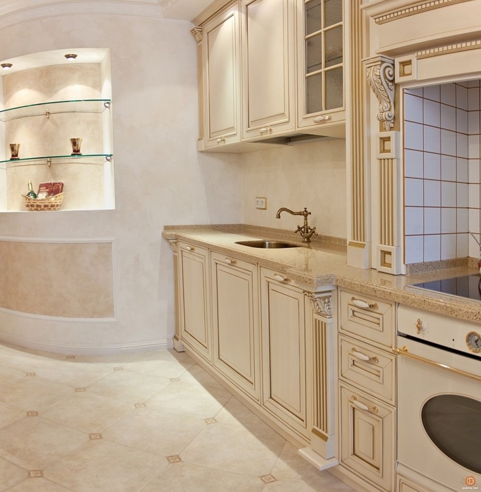 Барокко немецкая деревянная кухня Deluxe, ДСП 1м Вариант 1116