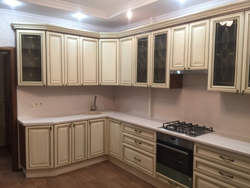 Рококо американская стеклянная кухня Germes, ДСП 1м Вариант 1083