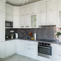 Лофт европейская стеклянная кухня Germes, ДСП 1м Вариант 1026