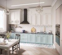 Синяя кухня 6 метров угловая Germes ДСП, МДФ 1 метр Вариант 2501