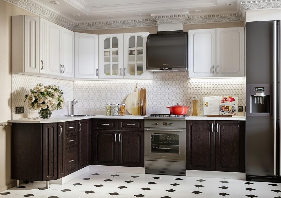 Рококо восточная стеклянная кухня Germes, ДСП 1м Вариант 1085