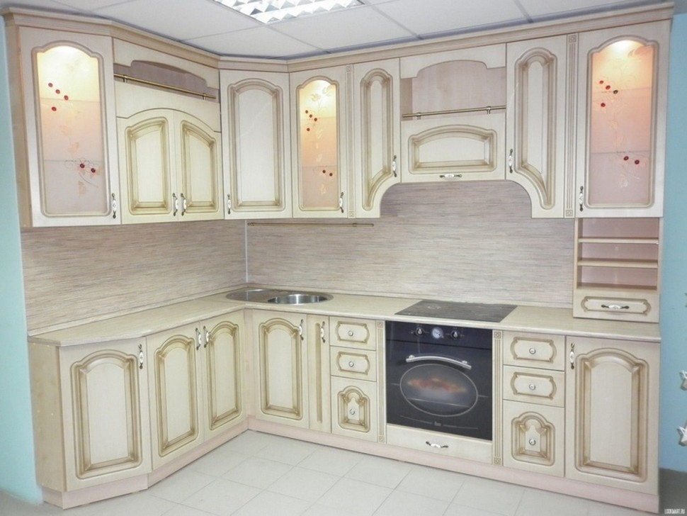 Рококо американская кухня из натурального дерева Deluxe, ДСП 1м Вариант 1194