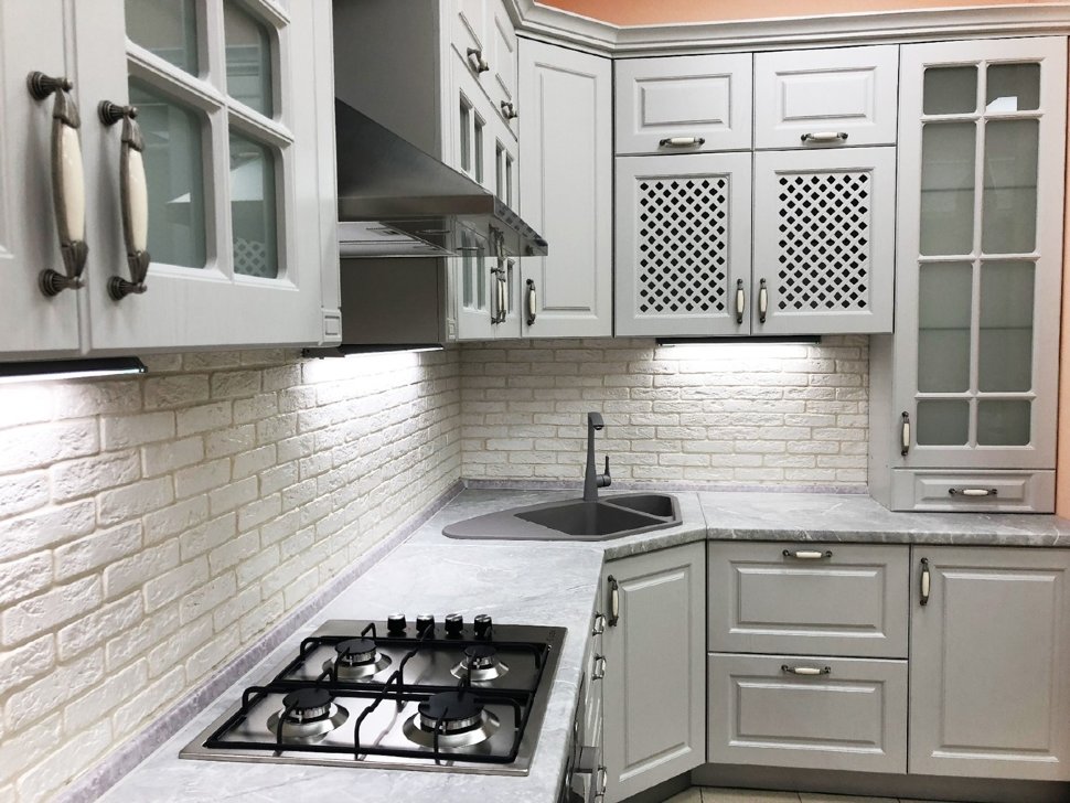 Класcика восточная стеклянная кухня Germes, ДСП 1м Вариант 1001