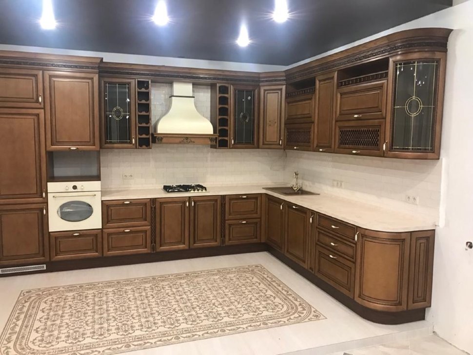 Классическая восточная деревянная кухня Germes, ДСП 1м Вариант 35