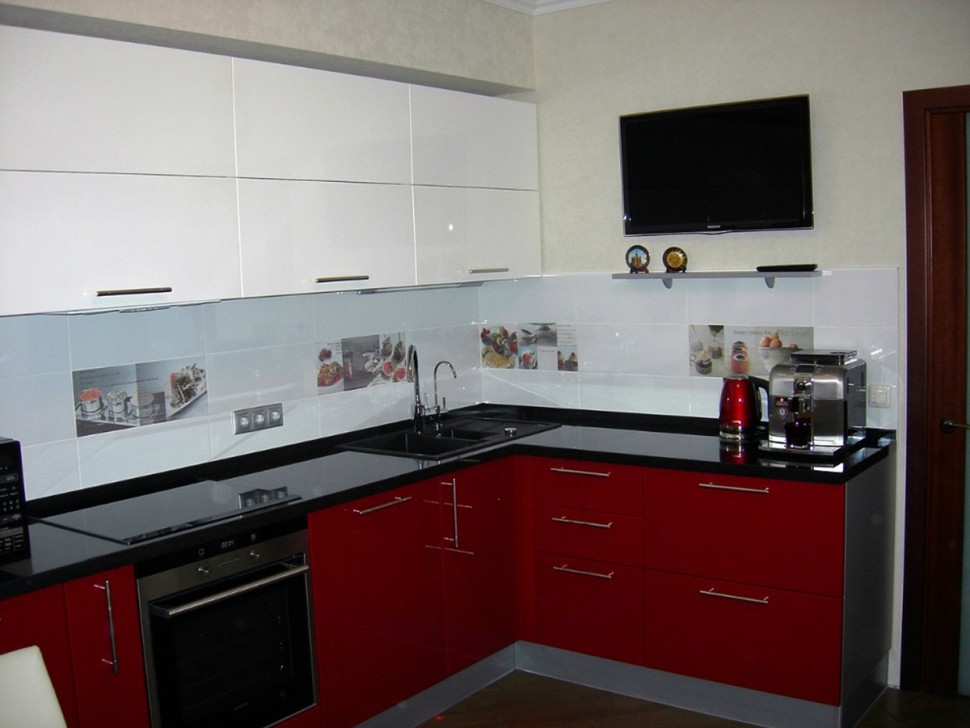 Хай-тек американская пластиковая кухня Deluxe, ДСП 1м Вариант 1781