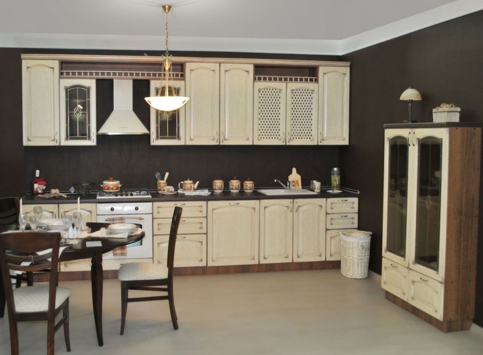 Барокко американская кухня из натурального дерева Deluxe, ДСП 1м Вариант 1107