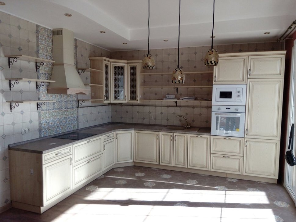 Классическая восточная стеклянная кухня Germes, ДСП 1м Вариант 1013