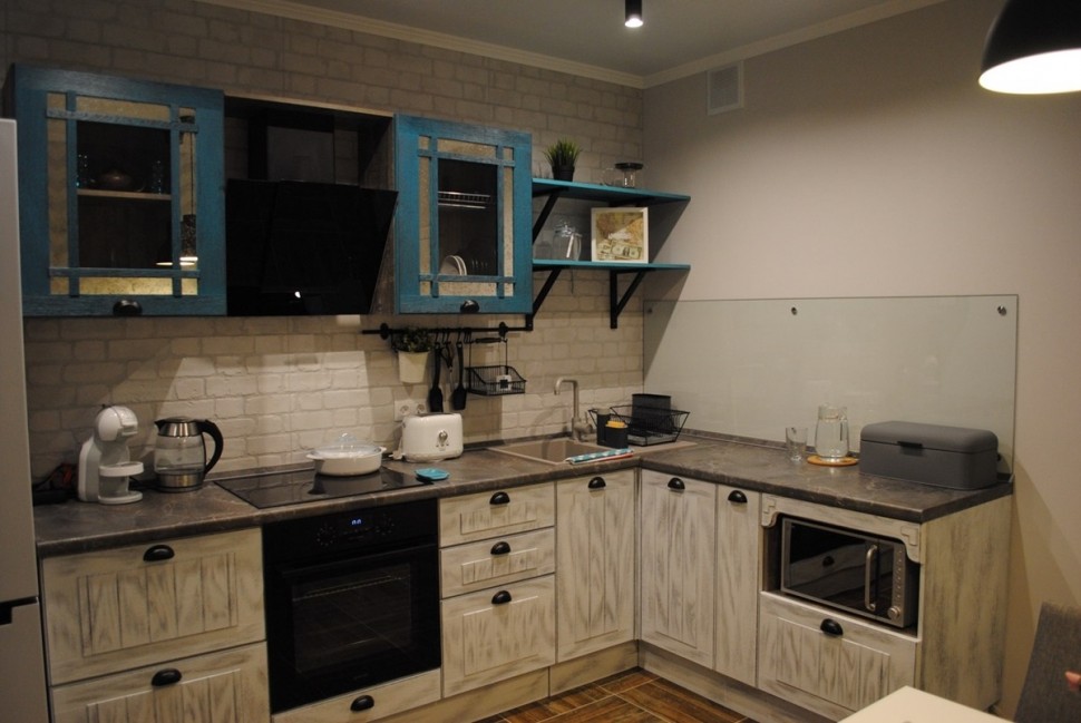 Лофт американская кухня стекло Deluxe, ДСП 1м Вариант 1867