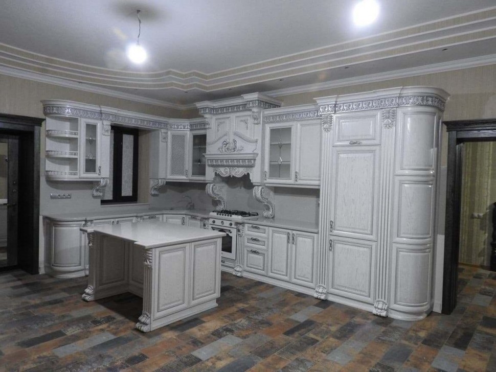 Барокко американская кухня из натурального дерева Deluxe, ДСП 1м Вариант 1111