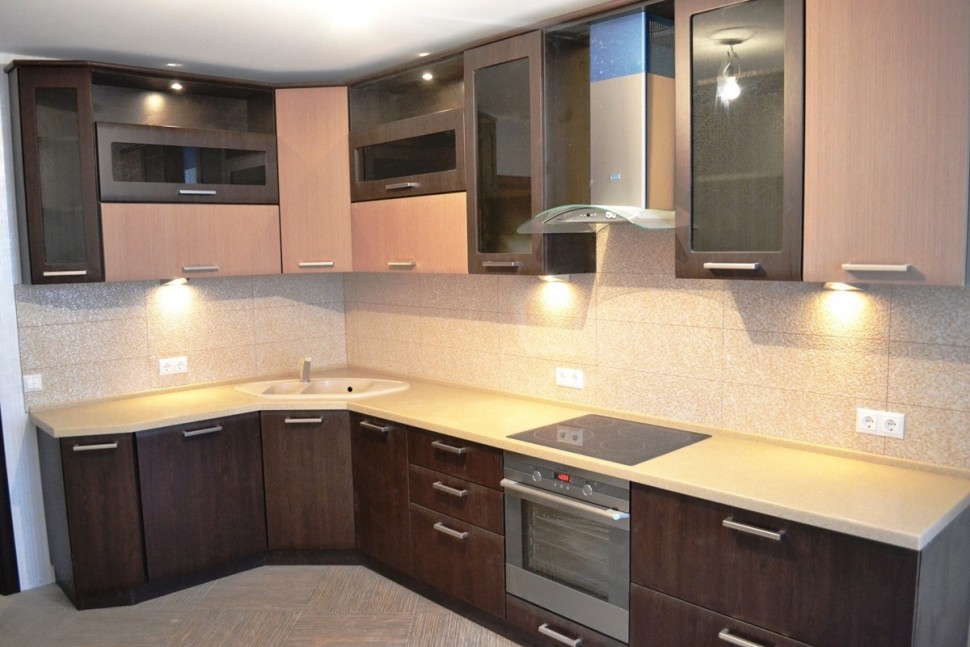 Хай-тек немецкая пластиковая кухня Deluxe, ДСП 1м Вариант 1802