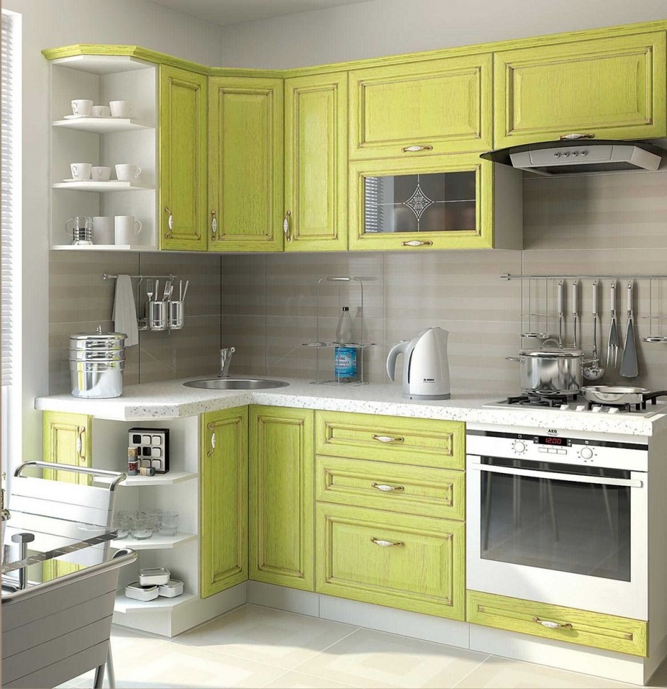 Классическая американская кухня стекло Deluxe, ДСП 1м Вариант 2150