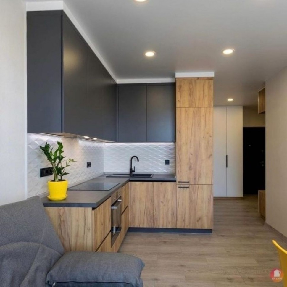 Жёлтая кухня интерьер угловая Germes ДСП, МДФ 1 метр Вариант 2342