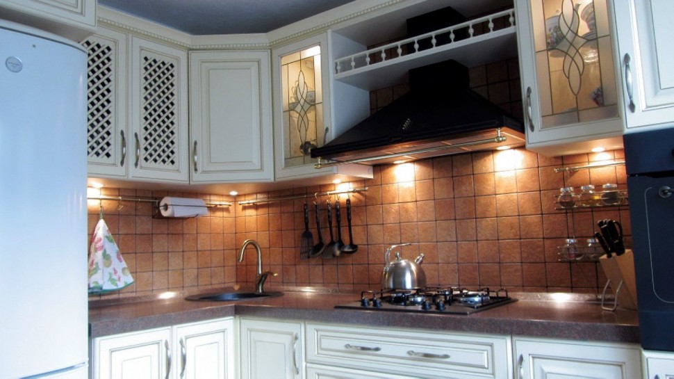 Голубая кухня интерьер угловая Germes ДСП, МДФ 1 метр Вариант 2314