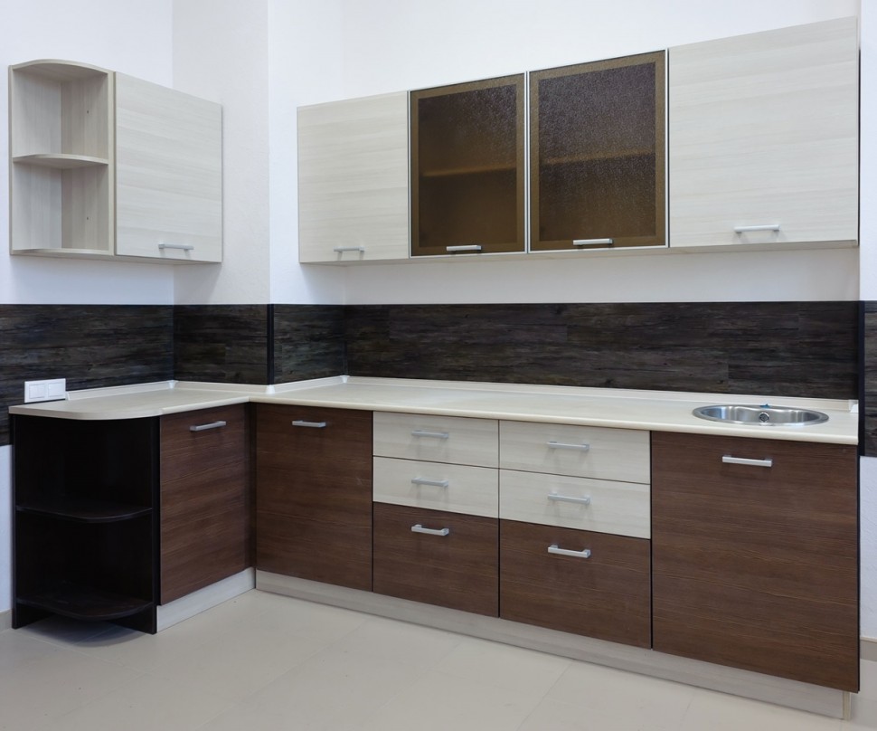 Кантри европейская пластиковая кухня Deluxe, ДСП 1м Вариант 1549