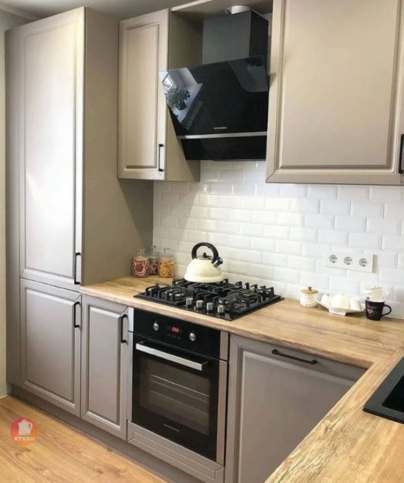 Коричневая кухня интерьер угловая Germes ДСП, МДФ 1 метр Вариант 2392