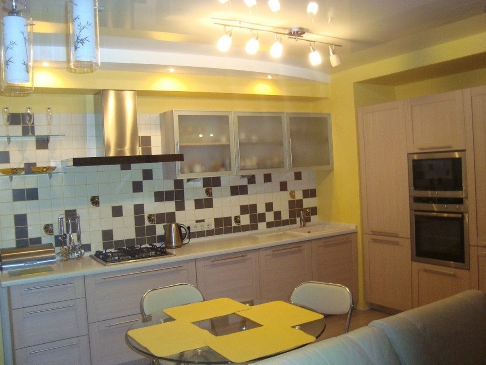 Классическая европейская стеклянная кухня Deluxe, ДСП 1м Вариант 1859