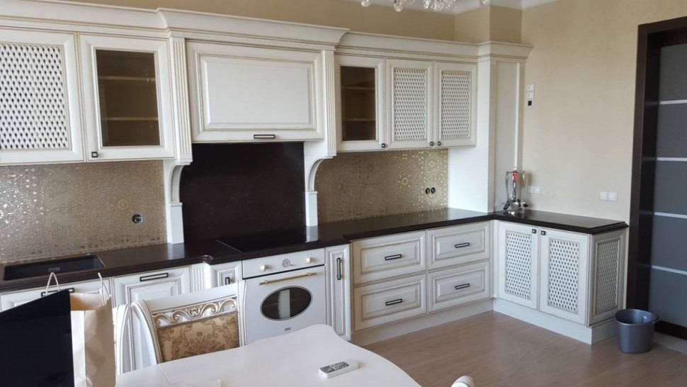 Классическая итальянская деревянная кухня Deluxe, ДСП 1м Вариант 1144