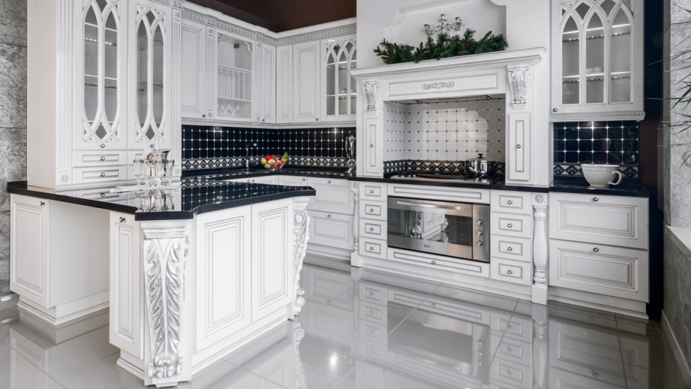 Классическая итальянская деревянная кухня Deluxe, ДСП 1м Вариант 1145