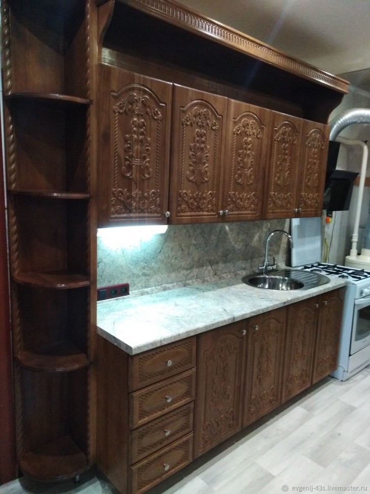 Барокко восточная кухня из натурального дерева Deluxe, ДСП 1м Вариант 1113