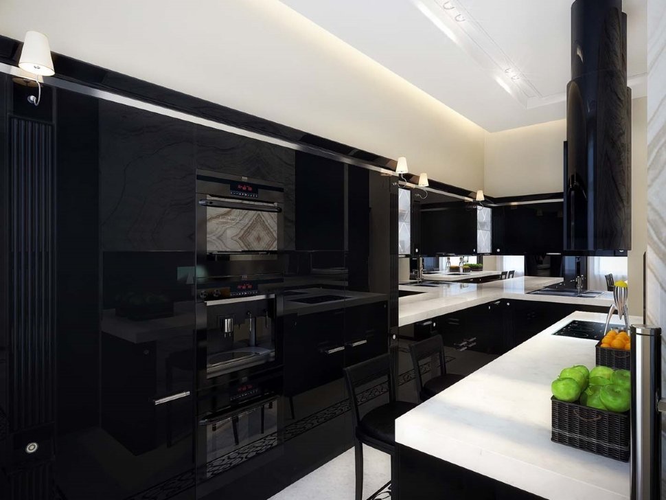 Хай-тек немецкая стеклянная кухня Germes, ДСП 1м Вариант 886