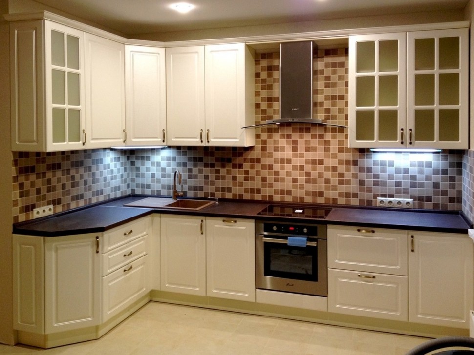 Модерн немецкая стеклянная кухня Deluxe, ДСП 1м Вариант 2218