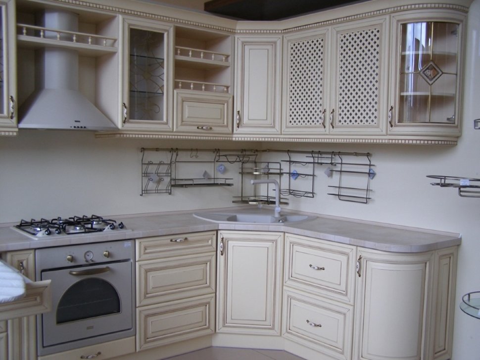 Барокко немецкая деревянная кухня Germes, ДСП 1м Вариант 15