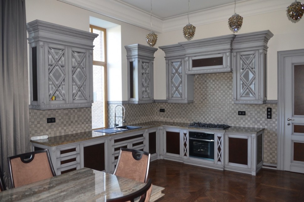 Модерн восточная деревянная кухня Deluxe, ДСП 1м Вариант 1174