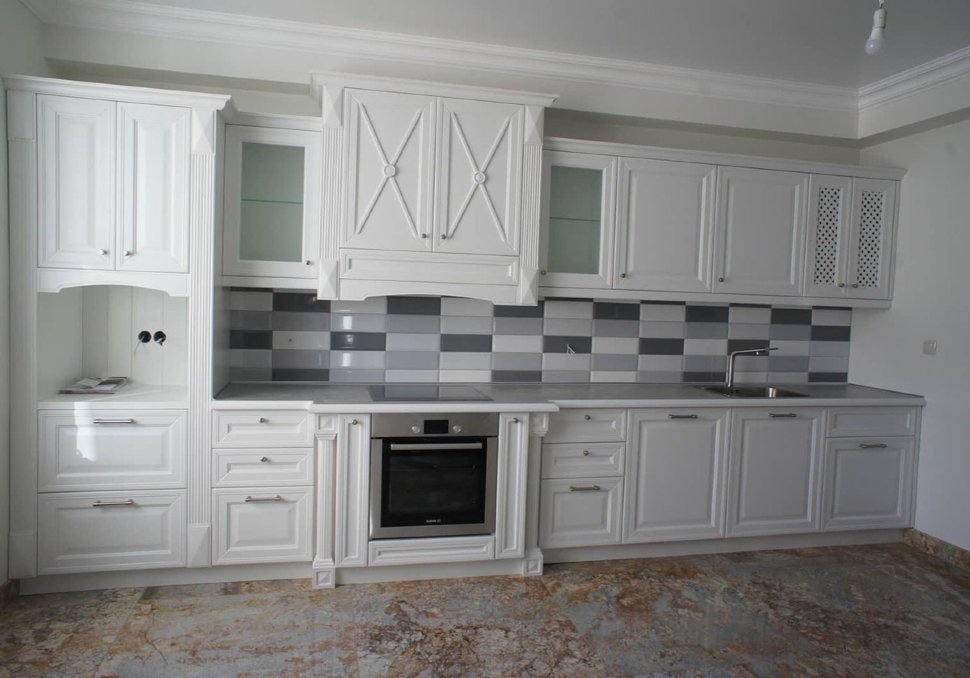 Барокко немецкая деревянная кухня Germes, ДСП 1м Вариант 17