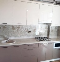 Хай-тек немецкая пластиковая кухня Deluxe, ДСП 1м Вариант 1801