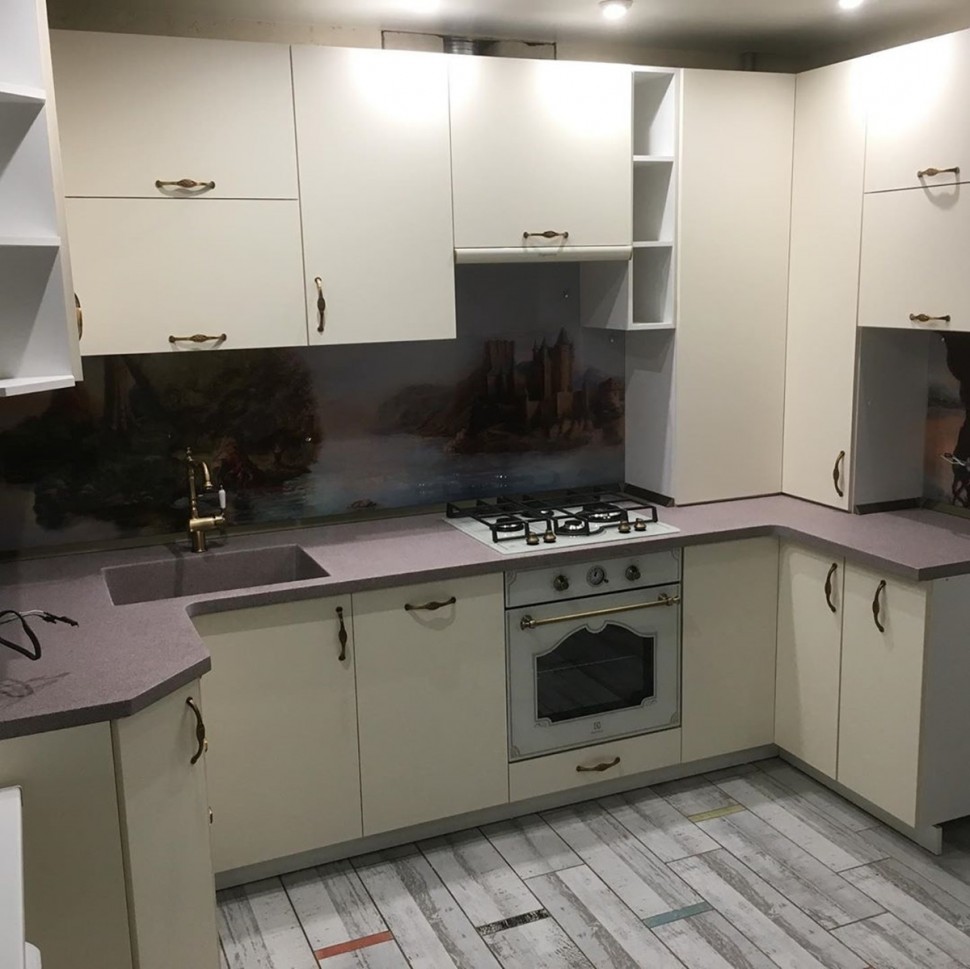 Класcика европейская пластик кухня Deluxe, ДСП 1м Вариант 1568