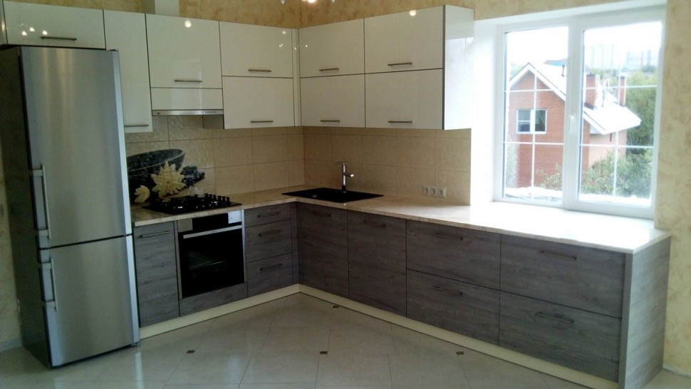 Классическая итальянская пластиковая кухня Deluxe, ДСП 1м Вариант 1610