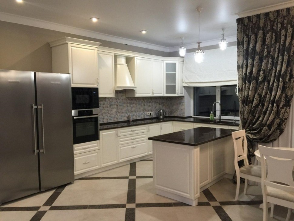 Прованс немецкая стеклянная кухня Deluxe, ДСП 1м Вариант 2235