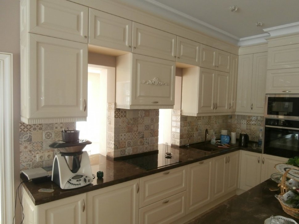 Минимализм европейская стеклянная кухня Germes, ДСП 1м Вариант 1042