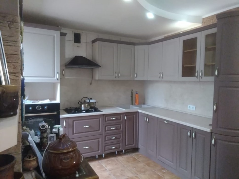 Рококо восточная стеклянная кухня Deluxe, ДСП 1м Вариант 2239