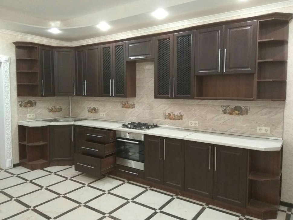 Барокко итальянская кухня стекло Germes, ДСП 1м Вариант 971