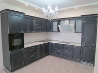 Минимализм восточная стеклянная кухня Germes, ДСП 1м Вариант 1038