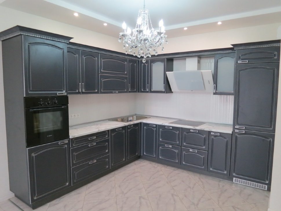 Минимализм восточная стеклянная кухня Germes, ДСП 1м Вариант 1038