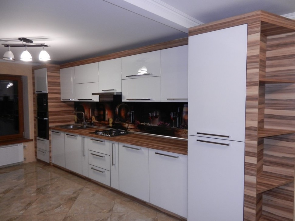 Кантри европейская стеклянная кухня Deluxe, ДСП 1м Вариант 1823