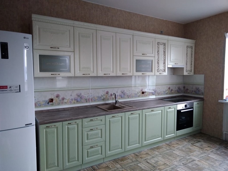 Прованс американская стеклянная кухня Deluxe, ДСП 1м Вариант 2225