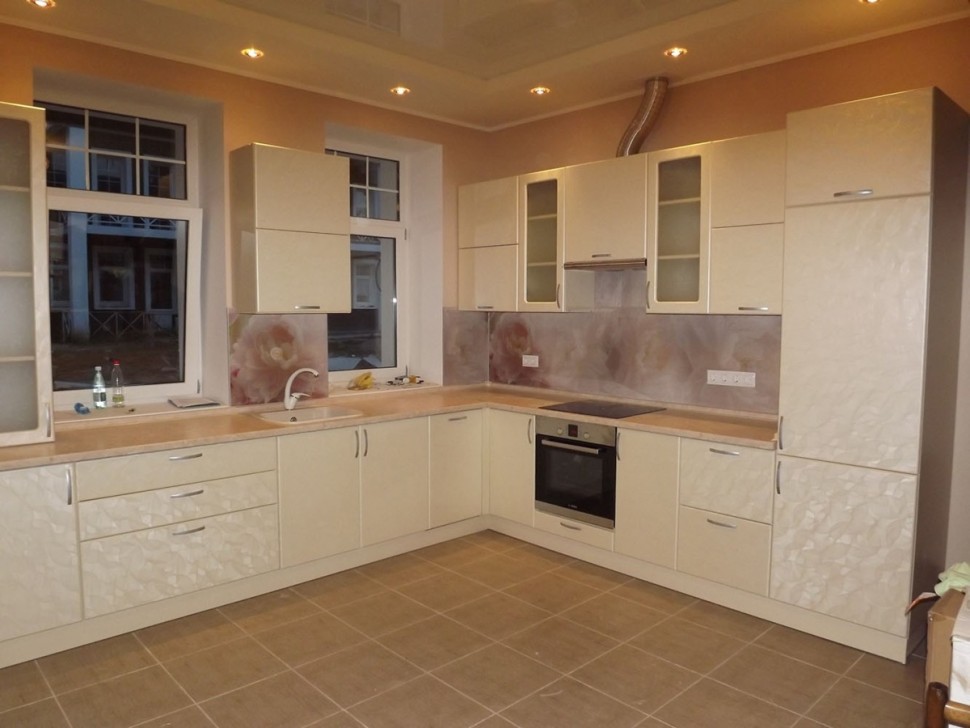 Прованс европейская пластиковая кухня Deluxe, ДСП 1м Вариант 1737