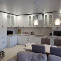 Лофт восточная стеклянная кухня Deluxe, ДСП 1м Вариант 1329