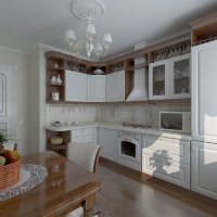 Рококо американская кухня из натурального дерева Germes, ДСП 1м Вариант 92