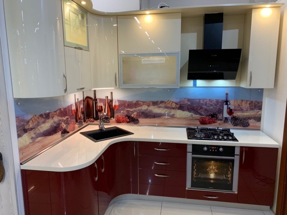 Кантри итальянская стеклянная кухня Deluxe, ДСП 1м Вариант 1828