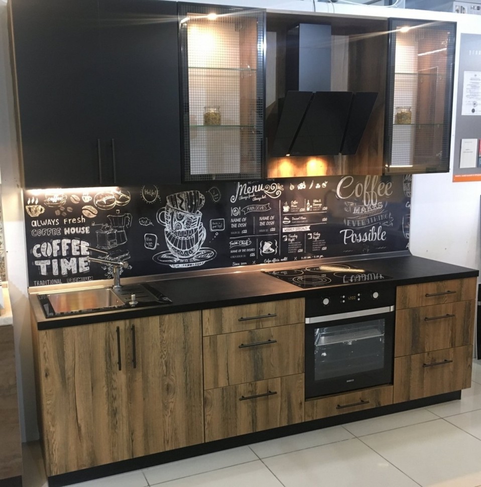 Классическая восточная стеклянная кухня Deluxe, ДСП 1м Вариант 1857