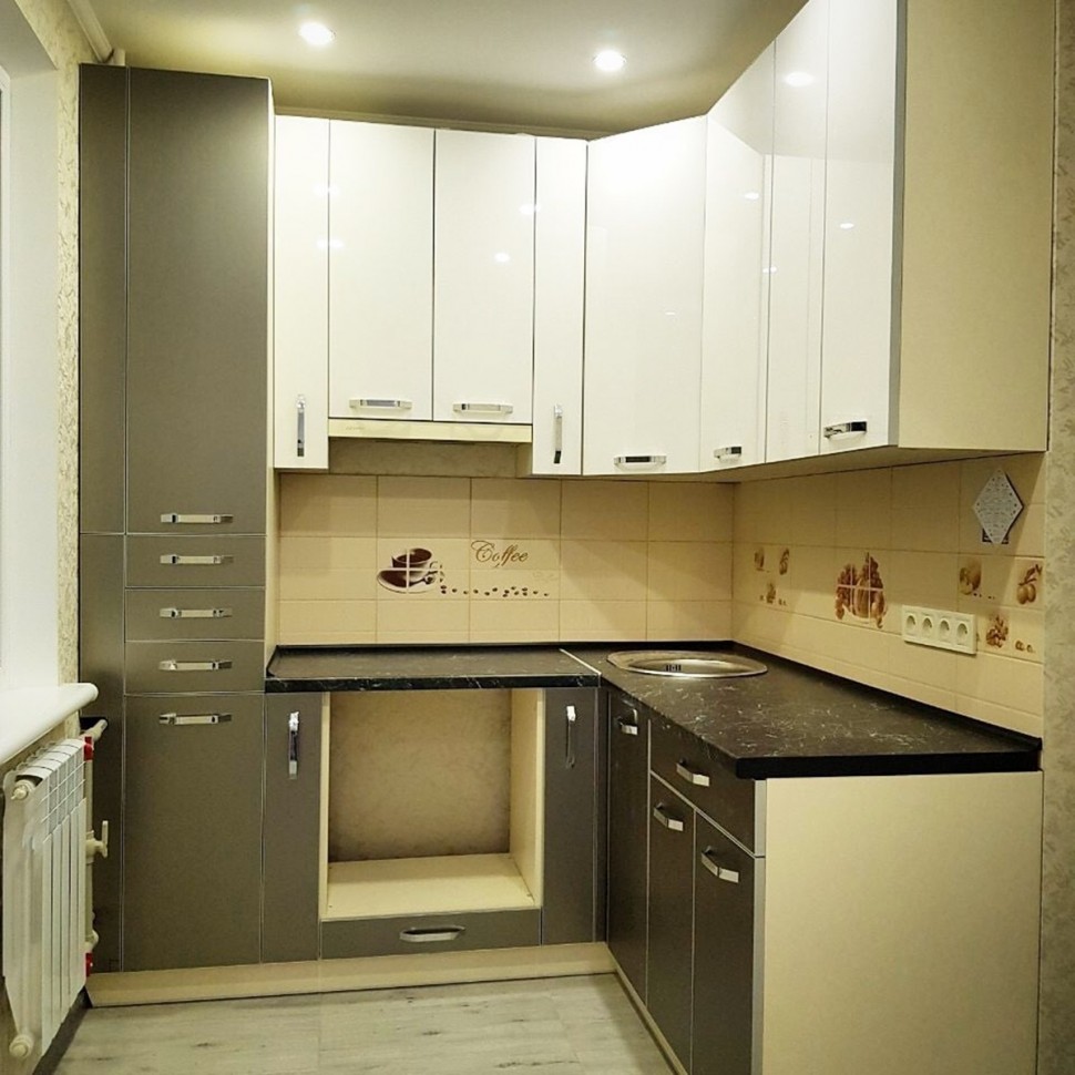 Хай-тек восточная пластик кухня Deluxe, ДСП 1м Вариант 1785