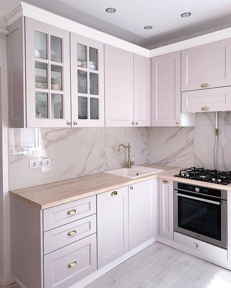 Минимализм восточная стеклянная кухня Deluxe, ДСП 1м Вариант 2189