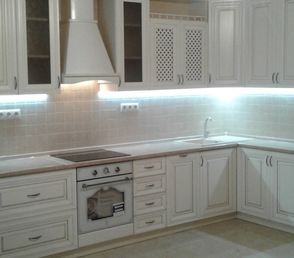 Минимализм итальянская кухня из натурального дерева Deluxe, ДСП 1м Вариант 1162